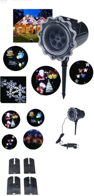 Projecteur Feux Extérieur Piquet 4 Carte Fantaisie Multicolore Décoration Noël