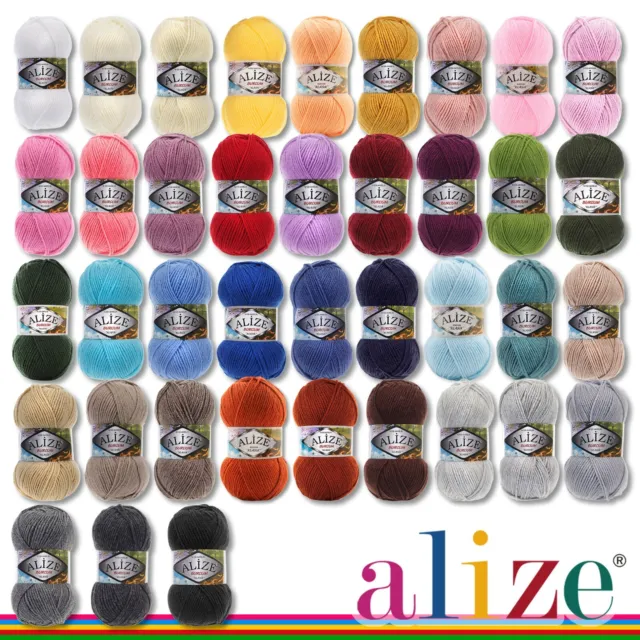 Alize 5 x 100 g Burcum Klasik Klassik Wolle Garn Häkeln Stricken 39 Farben