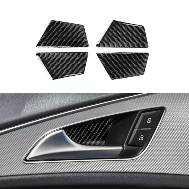 Carbon Fiber Car Interior Door Bowl Cover Trim For Audi A6 Saloon 2012-2018