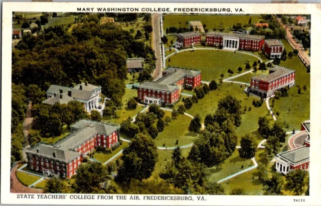 Postcard Aerial View Mary Washington College Fredericksburg VA Virginia    A-171