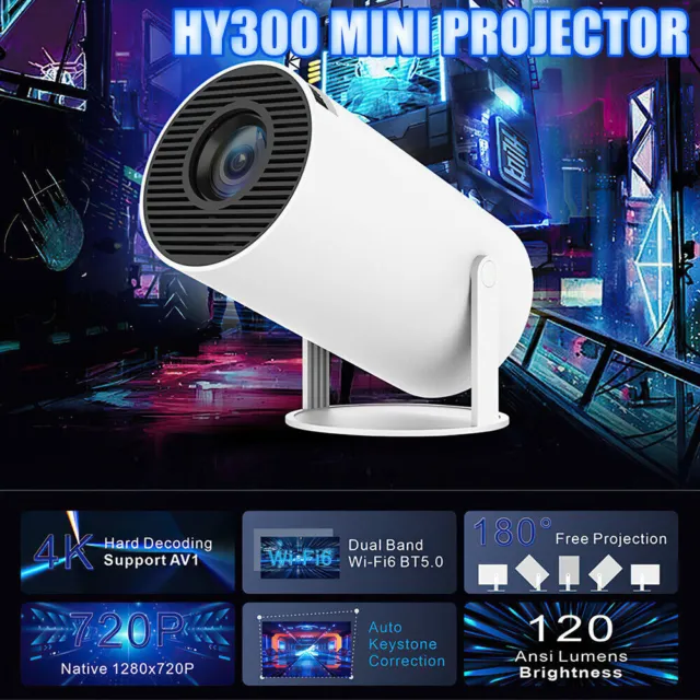 Mini Projector, Magcubic HY300 Auto Keystone Correction Portable Projector,  4K/ 200 ANSI Smart Projector with 2.4/5G WiFi, BT 5.0, 130 Inch Screen