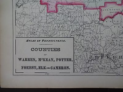 1872 Hand-Colored Map of PA/Counties of Warren, McKean, Potter, Forest, Elk 2