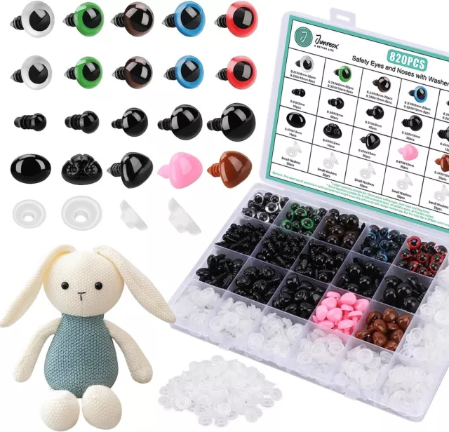 820 Plastic Safety Eyes For Crochet With Washers And Black Noses Animal Stuffed