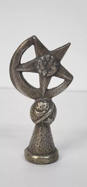Vintage Moon & Star Middle East Syria Lamp Finial Brass 4" Ht Unique Lamp Finial
