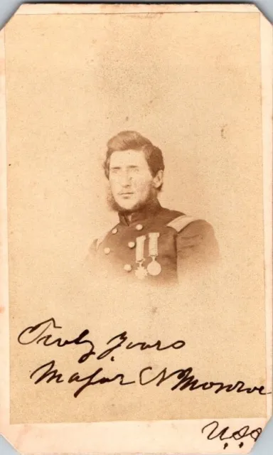 Major N. Monroe, Civil War Soldier with Medals, CDV Photo, 1860s, #C130