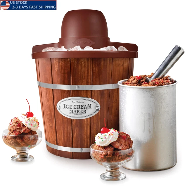 Nostalgia 4 Quart Wooden Ice Cream Bucket