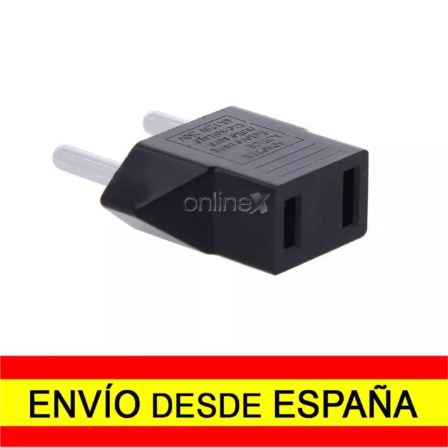 Adaptador Enchufe Plano / Redondo a Redondo Americano / Europeo Negro a0760