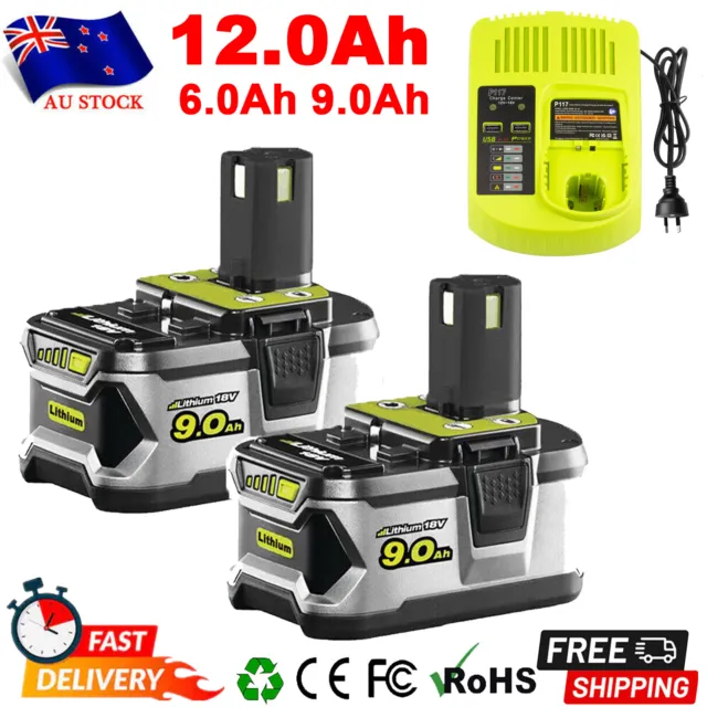 9.0Ah 6.0Ah 18V Lithium Battery For RYOBI For One+ Plus P108 P104 P107 / Charger