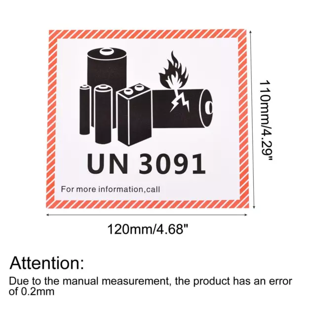 100 UN3091 Batterienaufkleber für Batterie Warnung Versand- 4,68 x 4,29 Inch 2