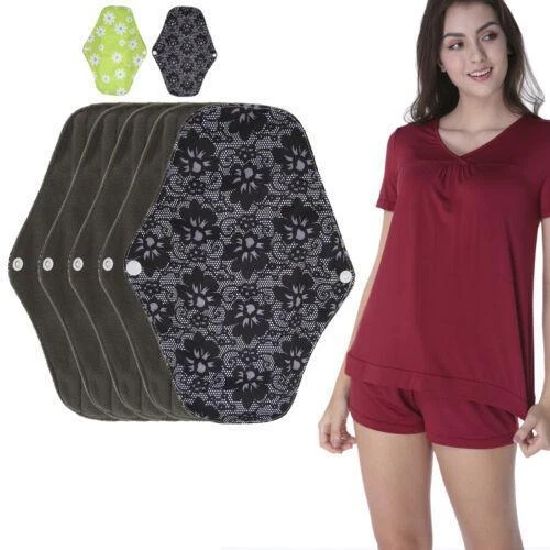 5 revestimientos de almohadillas menstruales reutilizables de algodón orgánico para mujer