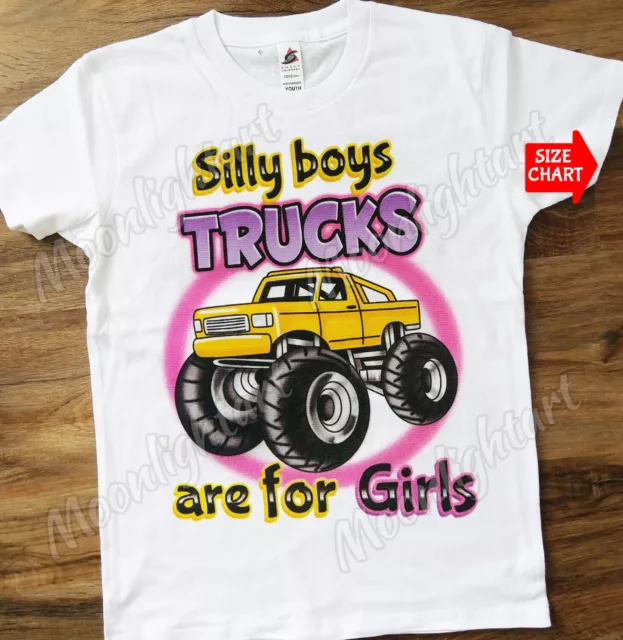 Silly boys Trucks are for Girls Car Yellow Truck T-Shirt or Baby Bodysuit