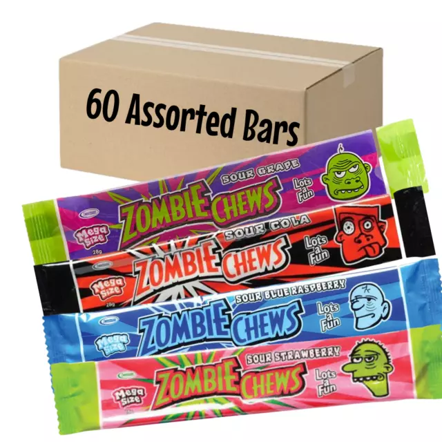 Zombie Chews Assorted Sour Flavours 28g x 60 Halloween Treats Party Favours