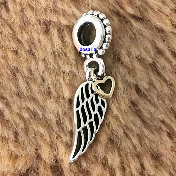925 Sterling Silver Love & Guidance Dangle Angel Wing Pendant Charm NEW 100%