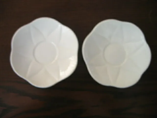 2 Vintage Art Deco Shelley Dainty White Saucers