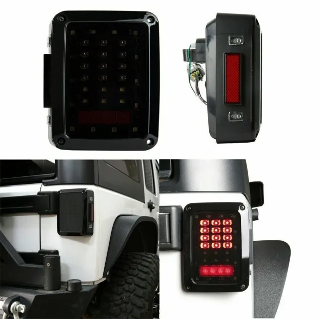Smoked LED Tail Light ,LED Lamps With Brake Fit Jeep Wrangler JK 07-18 US Model