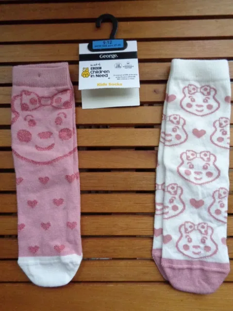 BBC CHILDREN IN Need Pudsey Bear- Blush Bear Socks - Size 9-12 (Eu 27 ...