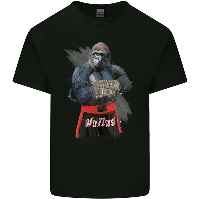 Gorilla Fighter Mma Arti Marziali Muay Tailandese Uomo Cotone T-Shirt