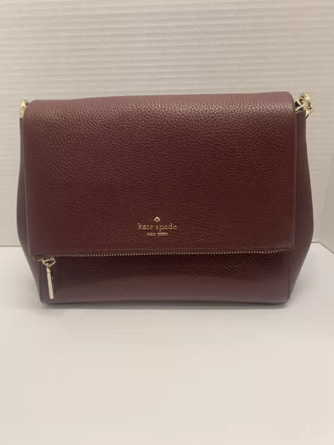 Kate Spade Leila Medium Flap Shoulder Bag Crossbody In Cherrywood