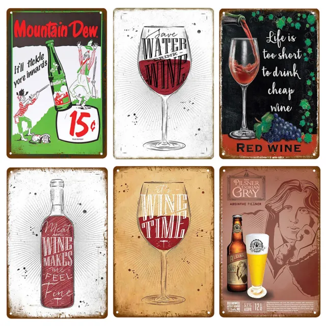 Retro Wine Metal Tin Sign Plate Vintage Decorative Plaque Poster for Bar Pub Art