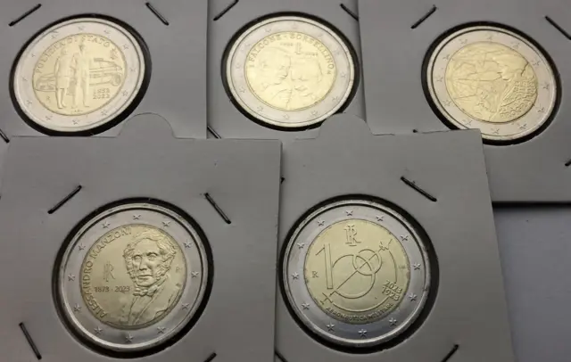 2 Euro Commemorativi Italia - Tutte Le 5 Monete Fior Di Conio 2023 2022