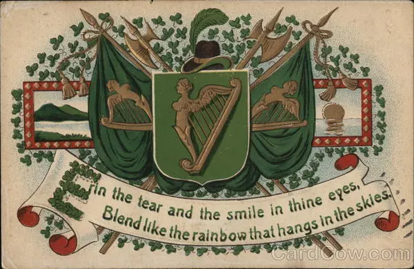 1909 St. Patrick's Day Asb Antique Postcard 1c stamp Vintage Post Card