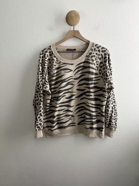 Wildfox Animal Print Tiger Leopard Oversized Sweatshirt Size Small