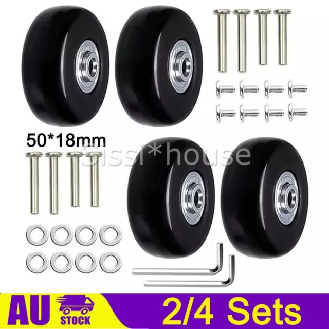 2/4 Sets Luggage Suitcase Wheels Axles Repair Kit Replacement Travel Dia.50*18mm