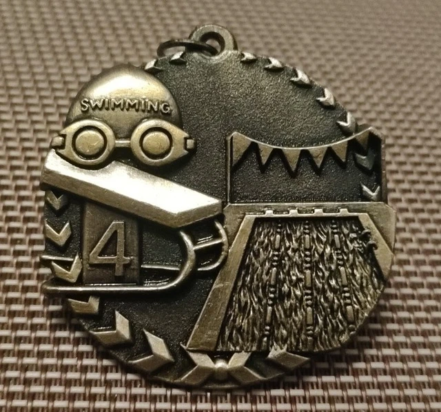 OLD SWIMMING MEDAL 1980's 🏊 Bronze 3rd Place USA Greece 3 29.99 PicClick