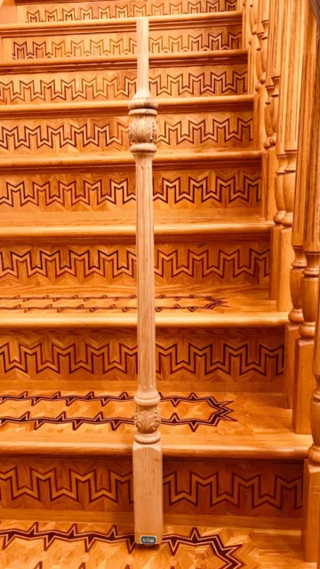 RDP-8040 Oak 37" x 2" Carving Baluster Tapered design, Carved Wooden Baluster