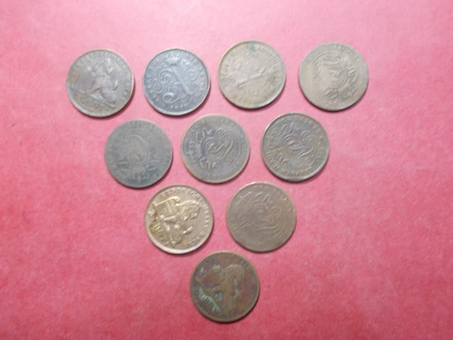 Lot 10 Pièces Monnaies 2 cent. différentes BELGIQUE Vrac Cf description (P16)