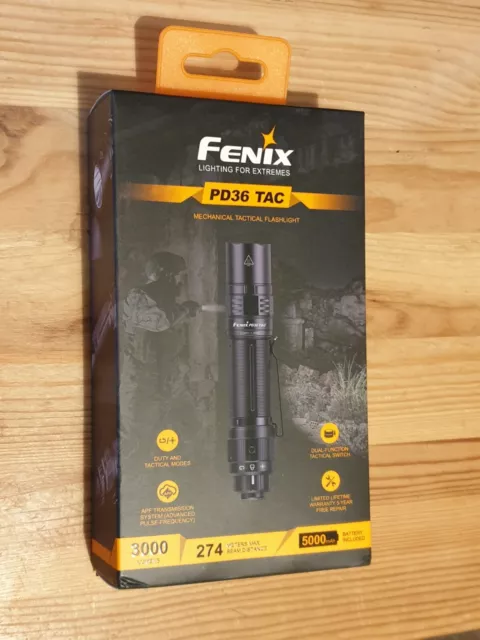 Fenix PD36 TAC Tactical Flashlight 3000 Lumen Rechargeable Torch 21700 Li-ion