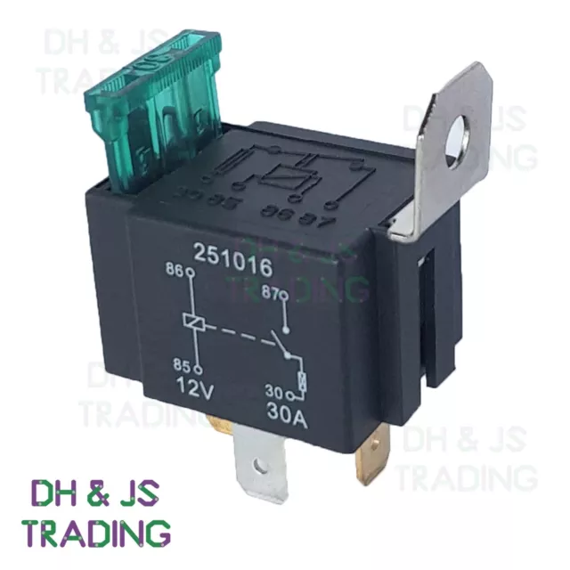 12V Relay 4 PIN Automotive 30AMP 30a Normally Open Contact Fused RY28 + 30a fuse