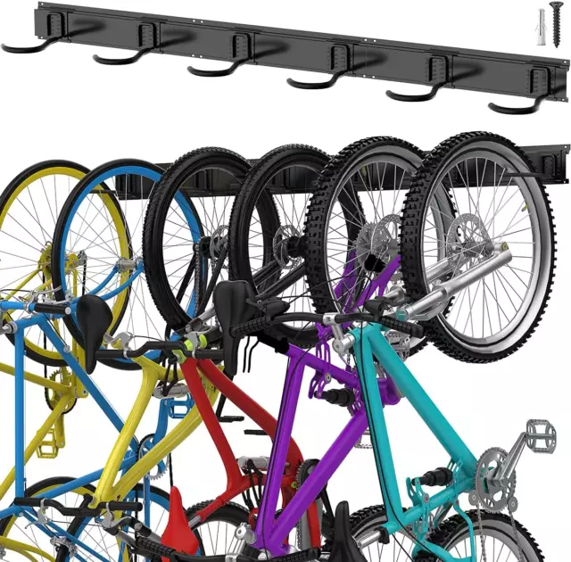 Bike Storage Rack, 6 Bike Rack Wall Mount Home and Garage Organizer, Vertical Bi