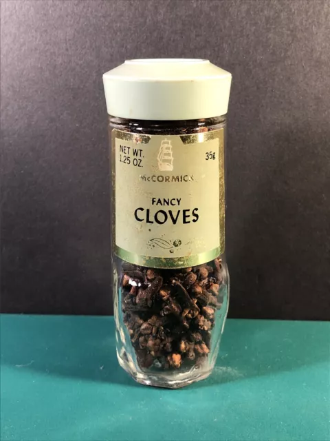 Vintage McCormick | Fancy Cloves | Spice Jar | Green Lid | Full