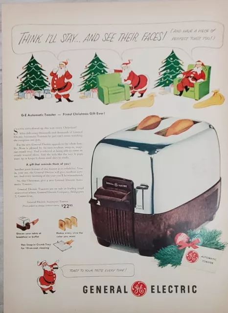 Original 1950 Ad Advertisement General Electric Auto Toaster Christmas Santa