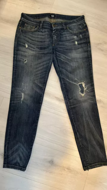 D&G Dolce & Gabbana Hose Jeans Grösse 31  Weich Blau Dunkelblau Used Look