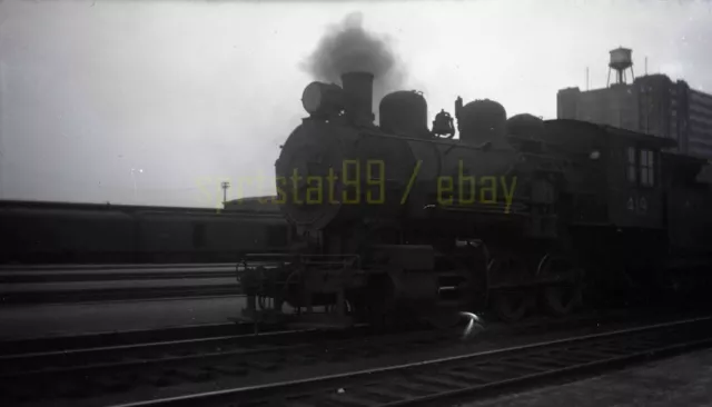 1946 BM Boston & Maine Engine #419 @ North Station MA - Vtg Railroad Negative