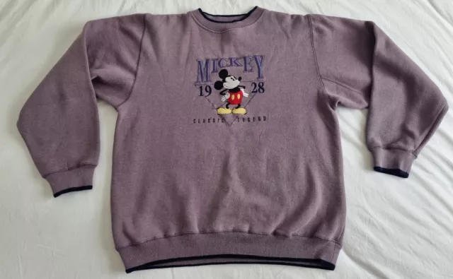 Vintage 90s Disney Mickey Mouse Embroidered Crewneck Sweatshirt LARGE USA