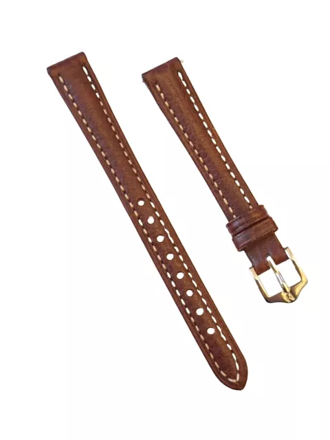 Cinturino Orologio Boston Vintage Di Qualità 12 Mm Marrone Cervo. Fibbia Oro