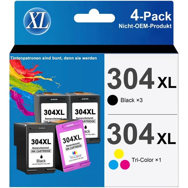 LxTek 304XL Rigenerate Cartucce d'inchiostro Sostituzione per HP 304 XL Nero e Colore per Envy 5010 5020 5030 5032 Deskjet 2620 2622 2630 2632 2633 2634 3720 3730 3733 3735 3750 3760 3762 (2-Pack) | RDN Street Market