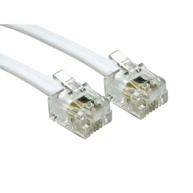 2m RJ11 To RJ11 Cable Lead 4 Pin ADSL DSL Router Modem Phone 6p4c - WHITE