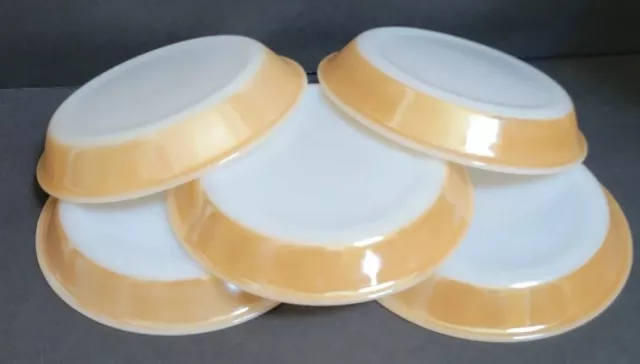 Set of 5 Fire King 9" Pie Plate - Peach Luster Ware #460 Iridescent Glass NOS