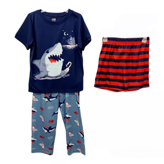 Child of Mine by Carter's Boys 3 Pc Shark Pajama Set-5-Shorts-Tee-Long Pants
