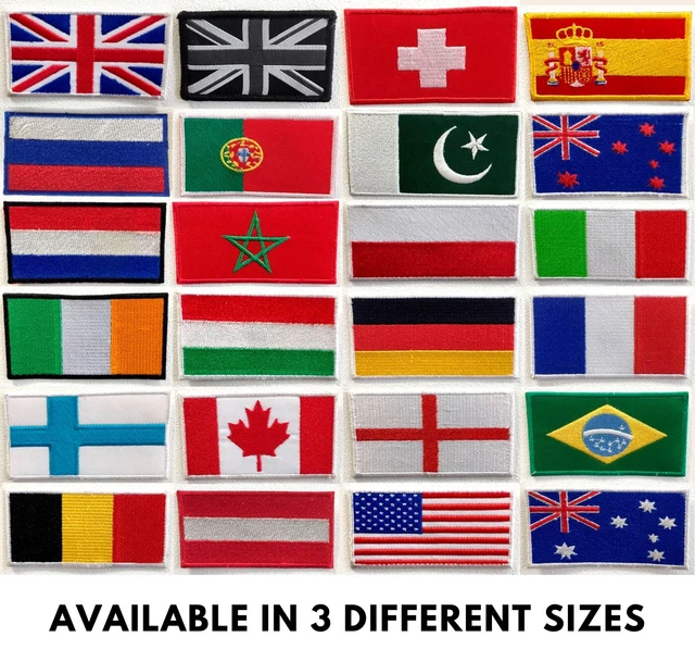 National Country Flags different sizes Iron Sew on Embroidered Patch Badge