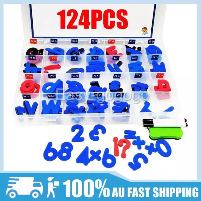 124X Magnetic Numbers Letters Alphabet Learning Toy Fridge Magnets Xmas gifts OZ