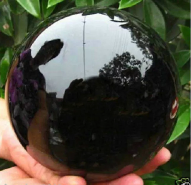 Natural Black Obsidian Sphere Large Crystal Ball Healing 40MM--110MM + STAND