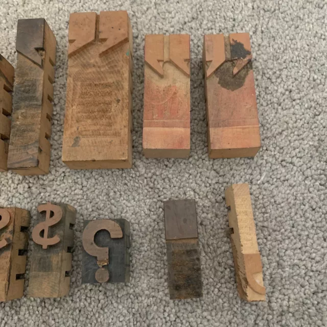 29Antique Letterpress Vintage Letter Wood Type Printing Blocks PUNCTUATION MARKS 3