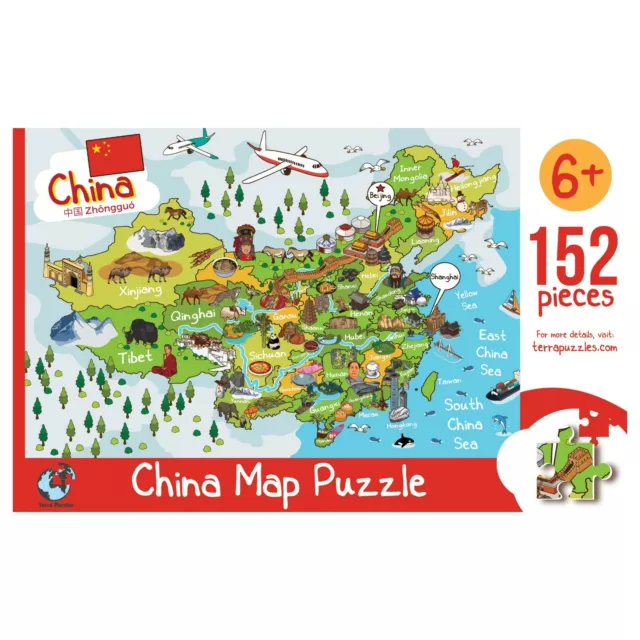 China Illustrated Map Wooden Jigsaw Puzzle for Children and Adults - 152-Piece