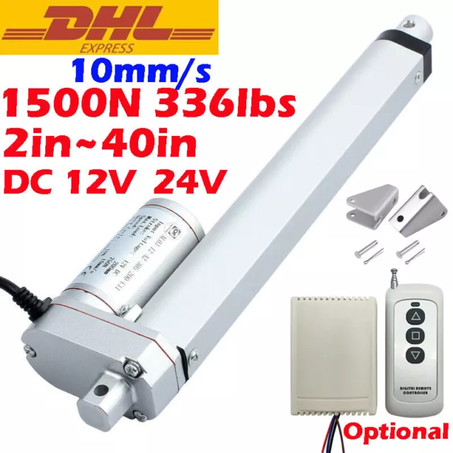 1500N Electric Linear Actuator Motor Lift Stroke 2~40inch 12V 24V 10mm/s Remote