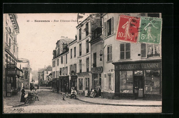 CPA Suresnes, Rue Etienne-Dolet, street view 1921